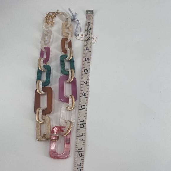 NWT Rush by Denis Charles chunky acrylic multi colored chain necklace - Picture 5 of 6